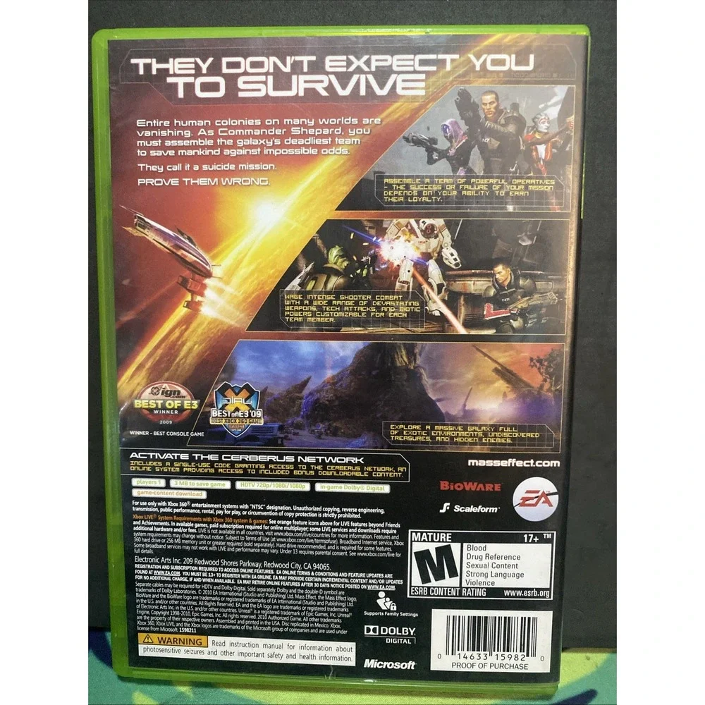 Mass Effect 2 (Microsoft Xbox 360, 2010) Pre-Owned Complete With Both Discs